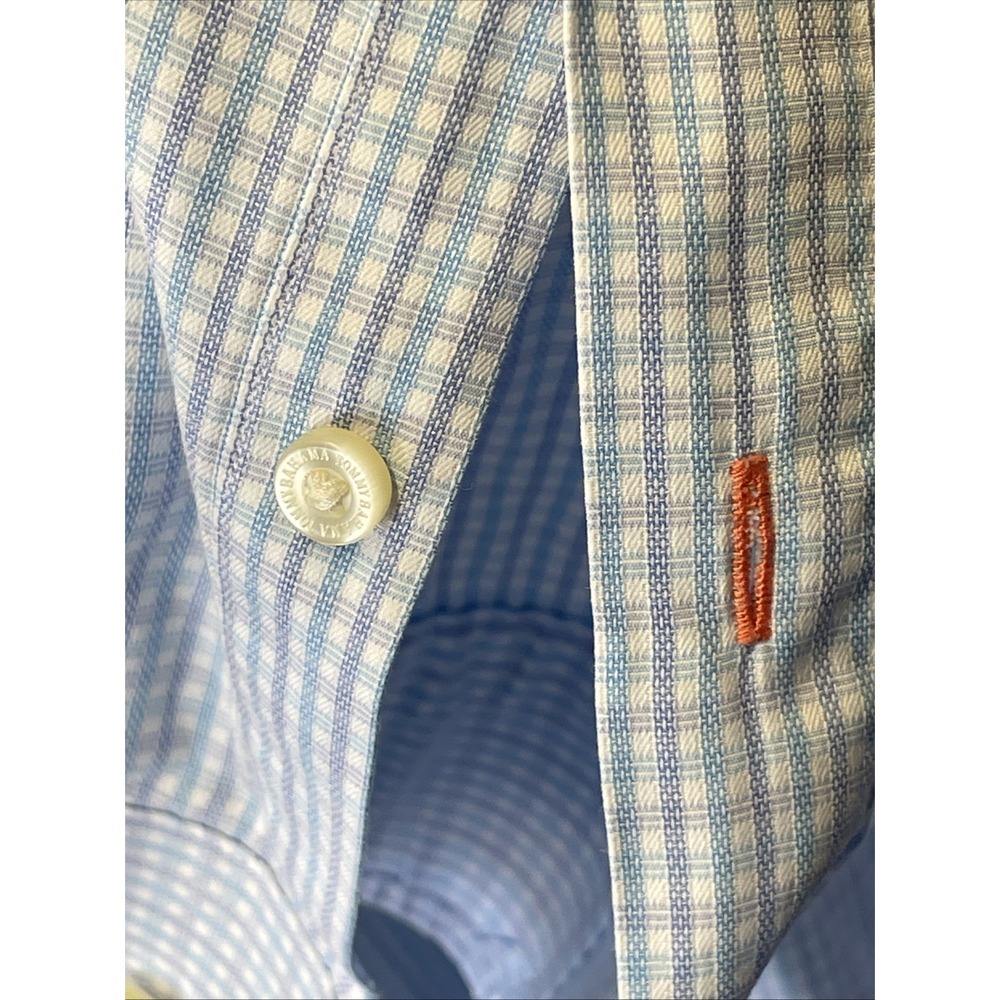 Tommy Bahama Mens 17.5 32 /33 Blue Check 100% Cotton LS Button Up Shirt Classic - Picture 15 of 16